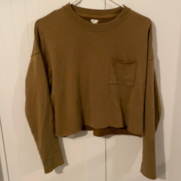 aerie Tops - Aerie Womens S Small Cropped Terry Crew oversized sweatshirt Longer back soft